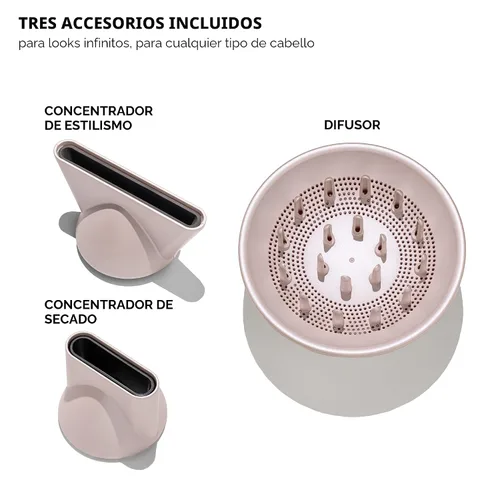 Vista 2 de T3 LuxeDry Set de Secador de Pelo de Alto Rendimiento con Concentrador de Secado, Concentrador de Estilo y Accesorios Difusores Secado
