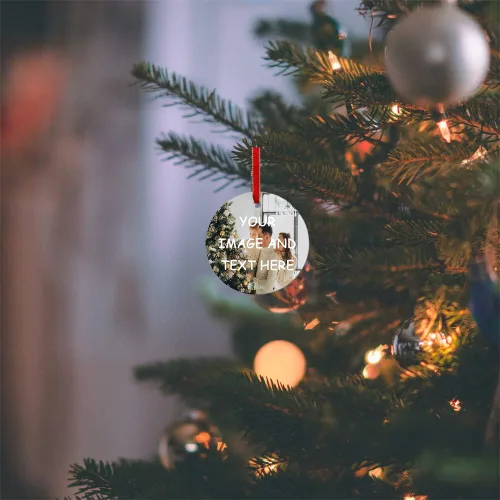 Vista 2 de Adornos colgantes de cerámica para árbol de Navidad, adorno personalizado de Navidad, adornos de foto personalizados, bola de adorno de foto