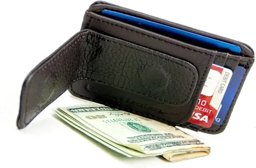 Vista 27 de Goson Cartera de cuero con clip para dinero para hombre, billetera de bolsillo frontal, tarjetero de crédito, cartera minimalista delgada