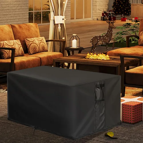 Vista 7 de Cubierta rectangular para hoguera, fundas rectangulares de 32 pulgadas, cubierta de mesa impermeable para fogata de gas, 32 x 20 x 16 pulgadas