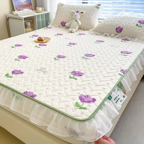 Vista 14 de Sábanas de bolsillo profundo, sábanas de látex de seda de hielo, fundas de colchón con estampado de dibujos animados agradables a la piel, con Gris