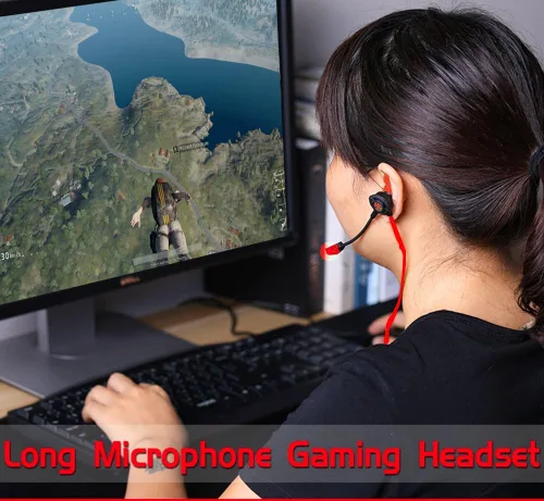 Vista 5 de maxin Auriculares E-Sport con cable con micrófono ajustable para PS4, computadora portátil, teléfono celular, etc. Auriculares con cable de 0.138in