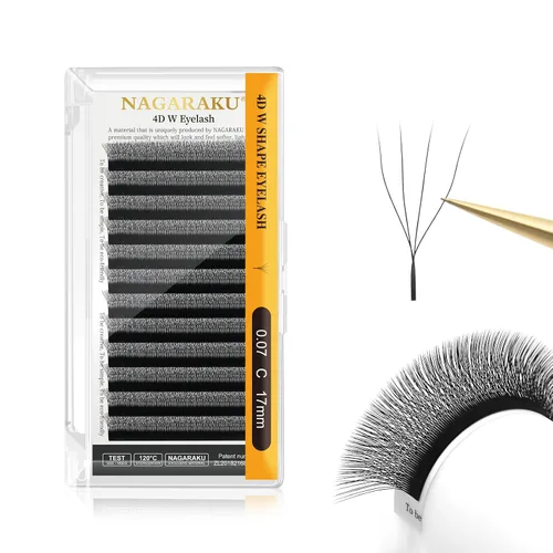 Vista 319 de NAGARAKU Extensiones de pestañas prefabricadas en abanico 3D W 0.05 C 0.315 0.05-C 3D W