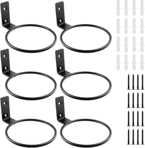 Vista 12 de Jiozermi Paquete de 2 anillos para macetas de 4 pulgadas, soporte de maceta montado en la pared, uso en interiores, negro mate, capacidad de 40