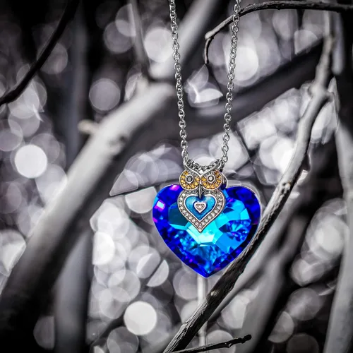 Vista 3 de J.NINA Blue Heart Necklaces for Women, Cute Animal Pendant Necklace for Woman,Butterfly Necklace & Owl Necklace with Crystal from Austria, Birthday