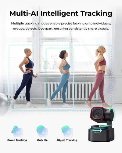 Vista 6 de OBSBOT Tiny 3 Lite - Cámara web 4K de audio espacial con IA - Cámara PTZ compacta de seguimiento de IA con sensor de 1/2 pulgada, Tri-Mic, control