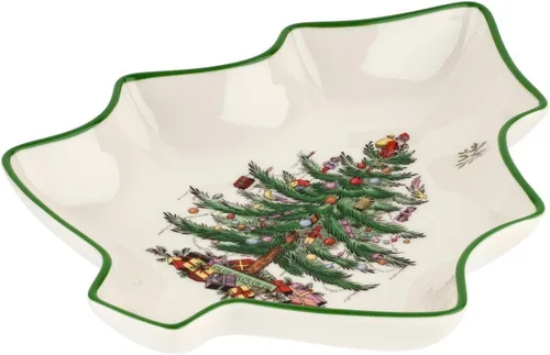 Vista 11 de Spode Cesta de Pan Ovalada Christmas Tree, Cuenco con Asa de 12 Pulgadas para Frutas, Pan, Galletas - Regalo de Porcelana, Vajilla Navideña y Plato