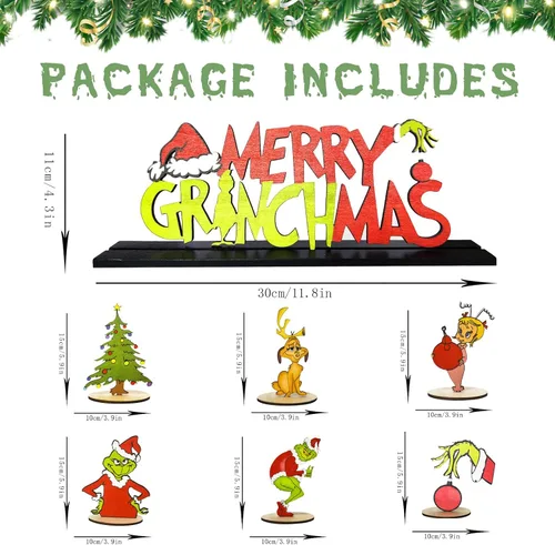 Vista 2 de Denylo pro 7 piezas de decoración de mesa de Navidad, letreros de madera para centros de mesa de Navidad, letreros de mesa de Feliz Navidad, temas