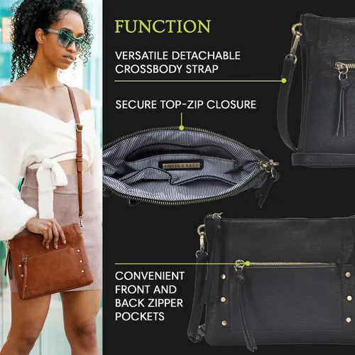 Vista 3 de Antik Kraft The Savannah Crossbody Bolso de hombro Bolso de hombro de cuero vegano con correa cruzada extraíble 11 x 1.5 x 8.5 pulgadas