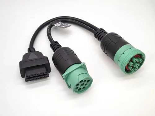 Vista 5 de Elecbee J1939 9 Pin macho y hembra a OBD2 16 Pin hembra interfaz camión Y-Cable adaptador 3.3 ft