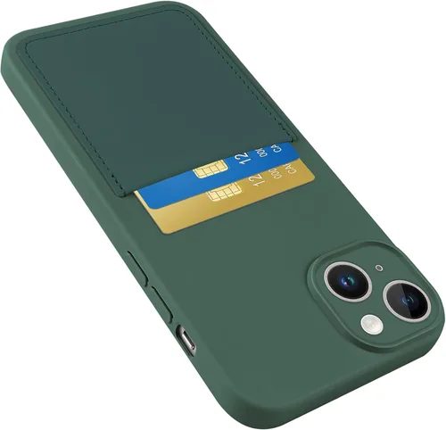 Vista 11 de Funda diseñada para iPhone 15 Pro con tarjetero para mujeres y hombres, cubierta de silicona suave [forro de microfibra], protección completa