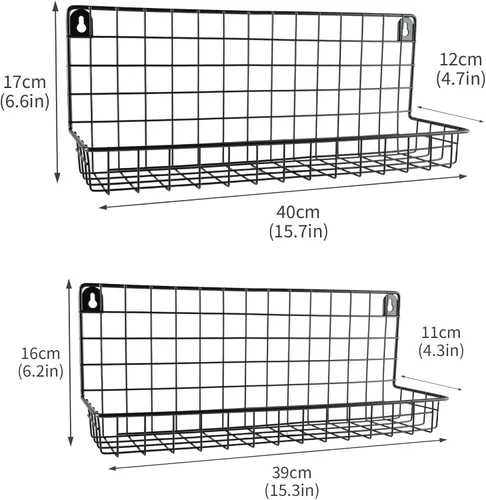 Vista 3 de 2 cestas colgantes de alambre de pared, estante organizador de estante de ducha, estante montado en la pared para cocina, baño, organizadores