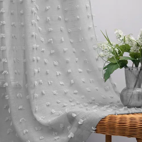 Vista 11 de Cortinas negras KOUFALL de 45 pulgadas de largo para ventana de cocina, cortinas transparentes con pompones y textura de encaje bohemio con bolsillo