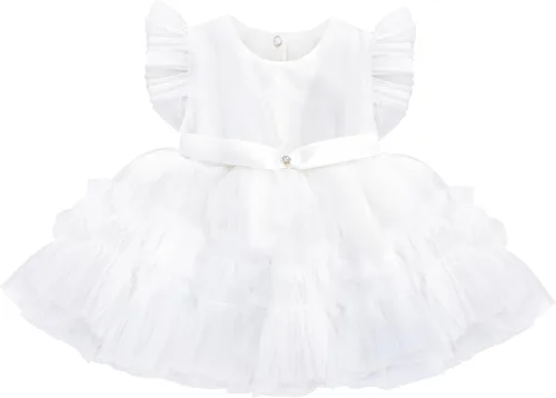 Vista 2 de Lilax Vestido de tul con volantes para bebé, conjunto de regalo de tutú en capas