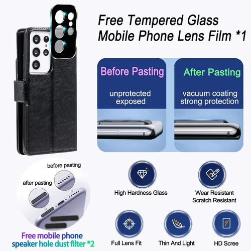 Vista 3 de Funda tipo cartera para Galaxy Note 10 Plus/Note10+ de 6.8 pulgadas [3+ ranuras para tarjetas] Funda de piel sintética plegable para tarjetas