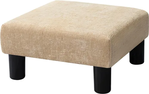 Vista 11 de Joveco Taburete pequeño otomano, reposapiés cuadrado tapizado de tela para sofá, debajo del escritorio, oficina, sala de estar, azul floral