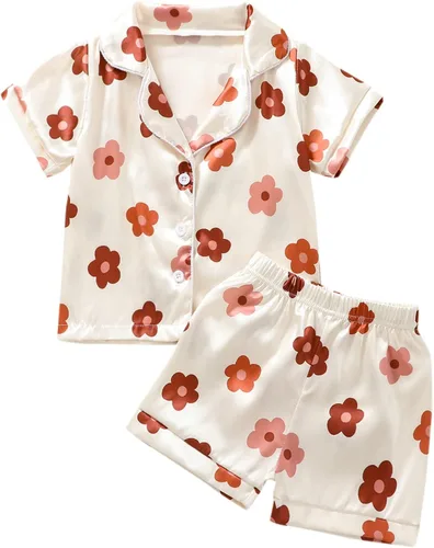 Vista 86 de Conjunto de pijama de manga larga con botones para niña pequeña, conjunto de ropa de dormir
