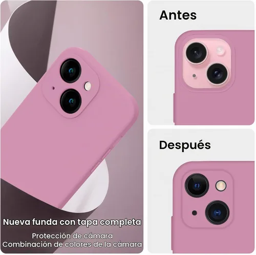 Vista 3 de FireNova Funda diseñada para iPhone 15, funda de silicona mejorada [protección de cámara] con [2 protectores de pantalla], forro interior de Lila