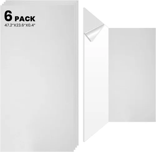 Vista 19 de Paquete de 4 paneles de pared acústicos de doble capa grandes autoadhesivos, 47.2 x 23.6 x 0.71 pulgadas, panel de pared insonorizado, barrera