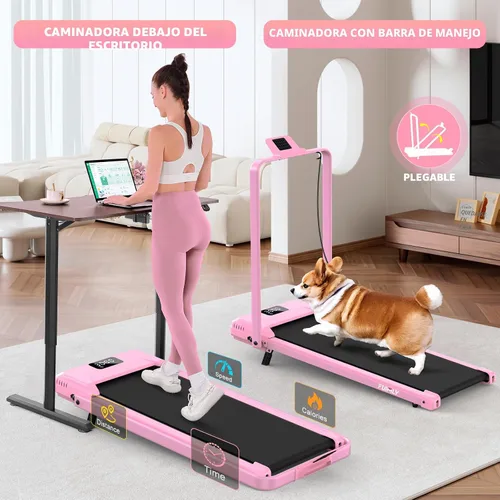 Vista 3 de FUNMILY Cinta de Correr Plegable con Almohadilla de Caminata Mejorada con Inclinación del 12%/15% y Barra de Manejo, Cintas de Correr Compactas
