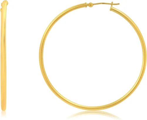 Vista 31 de Solid 10K or 14K Gold 12MM to 50MM Hoop Earrings for Women 10K oro blanco
