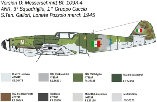 Vista 7 de Italeri BF-109 K-4 Messerschmitt, multicolor