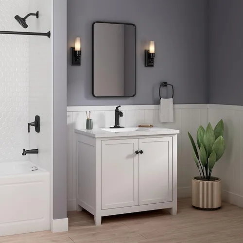 Vista 6 de American Standard 7426101.243 Belmeade - Grifo de baño monomando, 1.2 GPM, negro mate