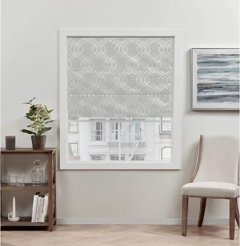 Vista 17 de Exclusive Home Prague Trellis - Persiana romana 100% opaca de 27 x 64 pulgadas, color blanco