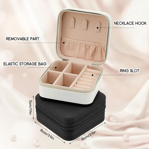 Vista 2 de 12 piezas de joyería de viaje cajas de regalo para dama de honor organizador de viaje caja de joyería pequeña caja de almacenamiento para mujeres