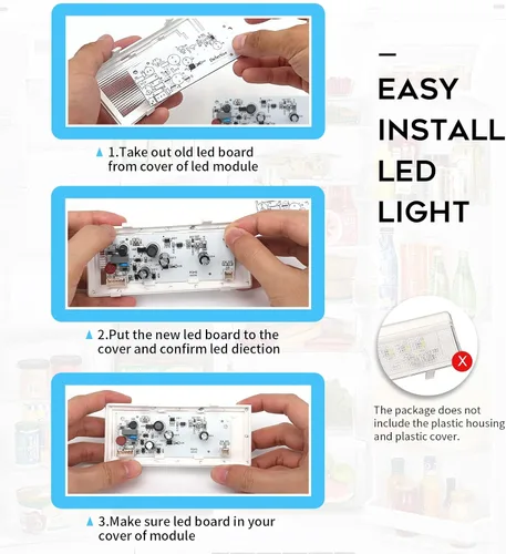 Vista 2 de Repuesto de luz LED para refrigerador W10515058 W10515057 compatible con Whirlpool Kenmore Maytag, WPW10515058, W10522611, W10465957, AP6022534