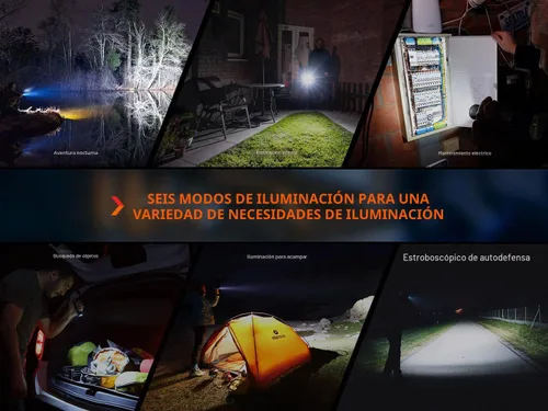 Vista 8 de Fenix E35R Linterna EDC, Linterna de Alto Rendimiento de 3100 Lúmenes Recargable por USB-C con Organizador LumenTac (Patrón Laberinto Azul Marino)