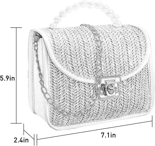 Vista 4 de CHARMORE Bolso cruzado para mujer, pequeño bolso de paja para playa, bolso de hombro tejido elegante, bolsos de viaje