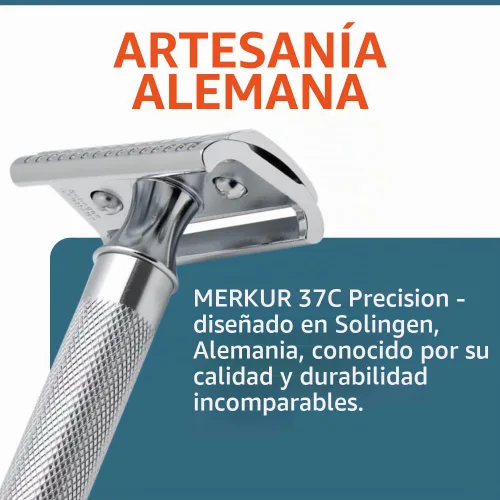 Vista 4 de Rasuradora de seguridad Merkur-razor 37c, cromado con barra inclinada