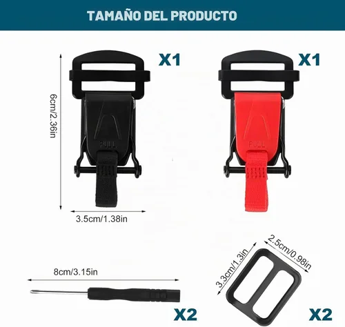 Vista 2 de Paquete de 2 hebillas de liberación rápida para casco, clip de correa de barbilla de liberación rápida para casco de motocicleta, doble anillo en D