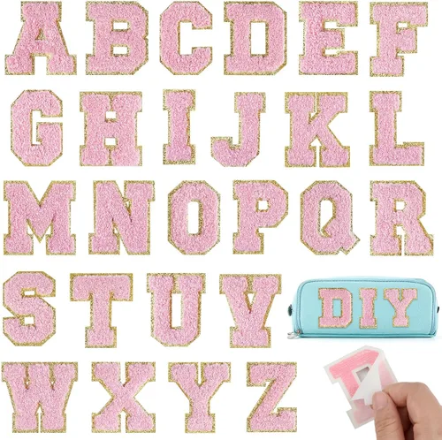 Vista 7 de Parches autoadhesivos de felpilla con letras A-Z, color negro, para ropa de tela, 26 piezas