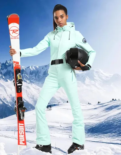 Vista 106 de GSOU SNOW Traje de esquí para mujer, traje de nieve delgado de una pieza, chaqueta de nieve, impermeable, resistente al viento, deportes al aire