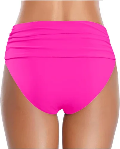 Vista 2 de Tempt Me Bikini de cintura alta para mujer, con control de abdomen, fruncido, parte inferior de natación