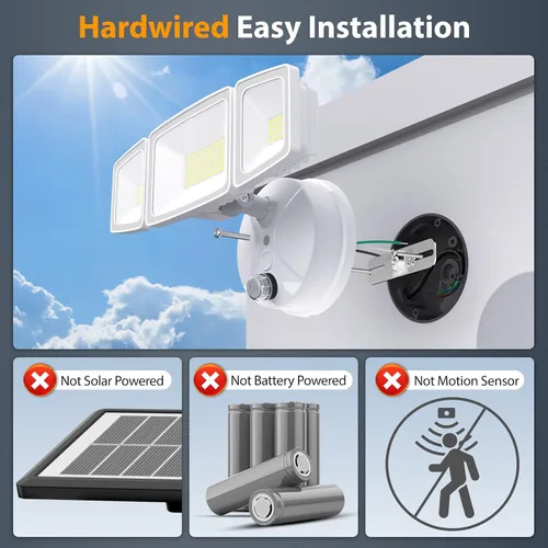 Vista 2 de Onforu 70W Luz de inundación LED del atardecer al amanecer, 7000LM Iluminación exterior de seguridad blanca, Luminaria IP65 impermeable al aire