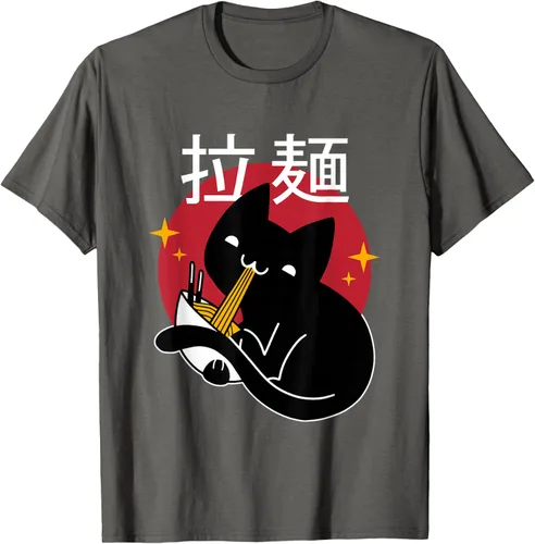 Vista 37 de Camiseta japonesa Ramen Noodle Cat, Negro