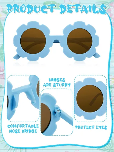 Vista 3 de Dunzy 16 pares de lentes de sol para niños y niñas, lindos lentes de sol redondos para fiestas en la playa, de 3 a 10 años