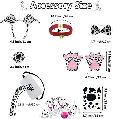 Vista 2 de Cabeny 101 Dalmatians Costume Kids 100 Days of School Costume Girls Dalmatian Costume Kids Outfit with Accessories