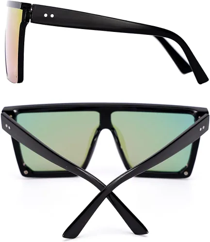 Vista 2 de OCERAVE 2 pares de gafas de sol cuadradas con parte superior plana para mujeres y hombres grandes tonos sin montura de gran tamaño grandes con espejo