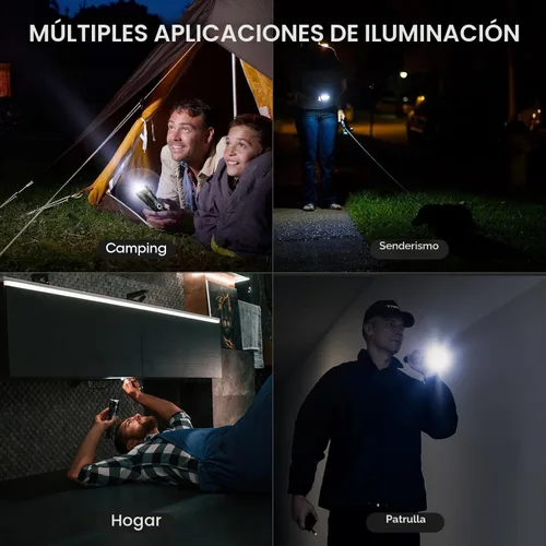 Vista 8 de Paquete de 3 linternas recargables de alto lúmenes, 990,000 lúmenes, linternas LED superbrillantes con enfoque ajustable, 5 modos, IPX7 impermeable