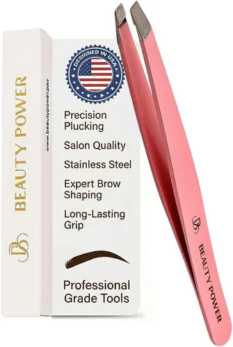 Vista 12 de Beauty Power Pinzas inclinadas de precisión profesional para mujeres, pinzas para hombres y mujeres, pinzas para cejas para cabello encarnado