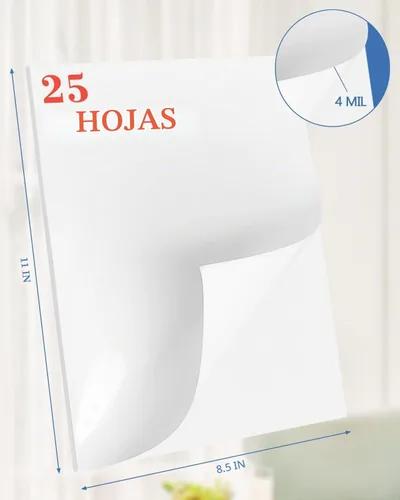 Vista 3 de Lzerking - Papel adhesivo de vinilo imprimible para impresora de inyección de tinta - 25 hojas de papel adhesivo impermeable autoadhesivo