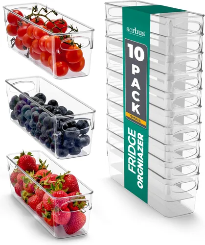 Vista 12 de Sorbus Juego de 10 Contenedores de Plástico Transparente Medianos – Contenedores Transparentes para Organizar, Organizadores de Refrigerador