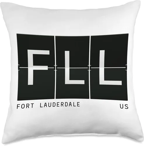 Vista 4 de FLL 'Fort Lauderdale Florida' Airport Code Retro Travel Throw Pillow