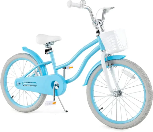 Vista 21 de COSTWAY Bicicleta para niños de 12, 14, 16, 18 pulgadas, bicicleta para niños con ruedas de entrenamiento, frenos de mano y posavasos, sillín