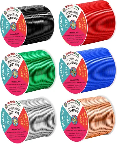 Vista 100 de Mandala Crafts - Alambre de aluminio anodizado de calibre 22 para hacer joyas - 137.2 m de alambre flexible surtido y coloreado - Doble para bonsái
