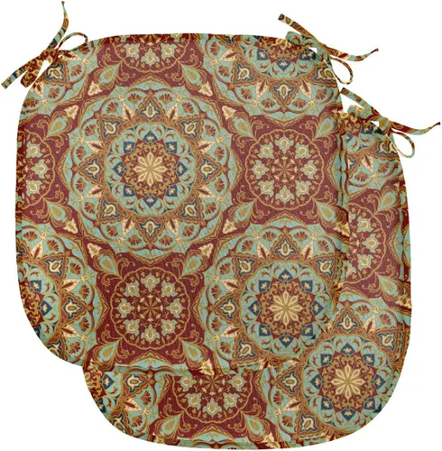 Vista 52 de Ambesonne Cojín de asiento para silla de flores, detalles florales con hojas y remolinos, estampado artístico romántico y vívido y vibrante